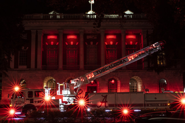 City Hall lights in honor of fire fighters